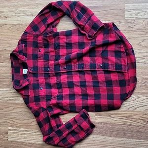 Gap Kids red buffalo plaid button up shirt youth sz L large EUC